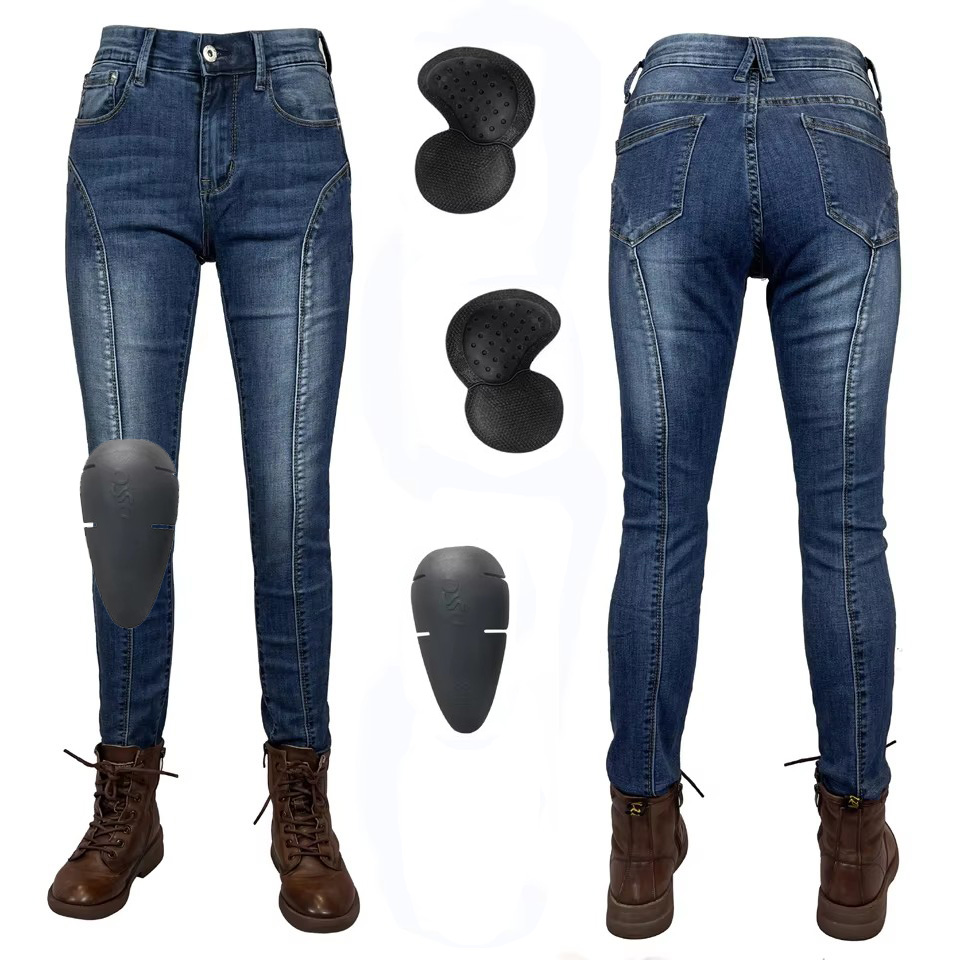 Motorcycle Gear Blue - Pantalon de moto pour femmes, bleu,