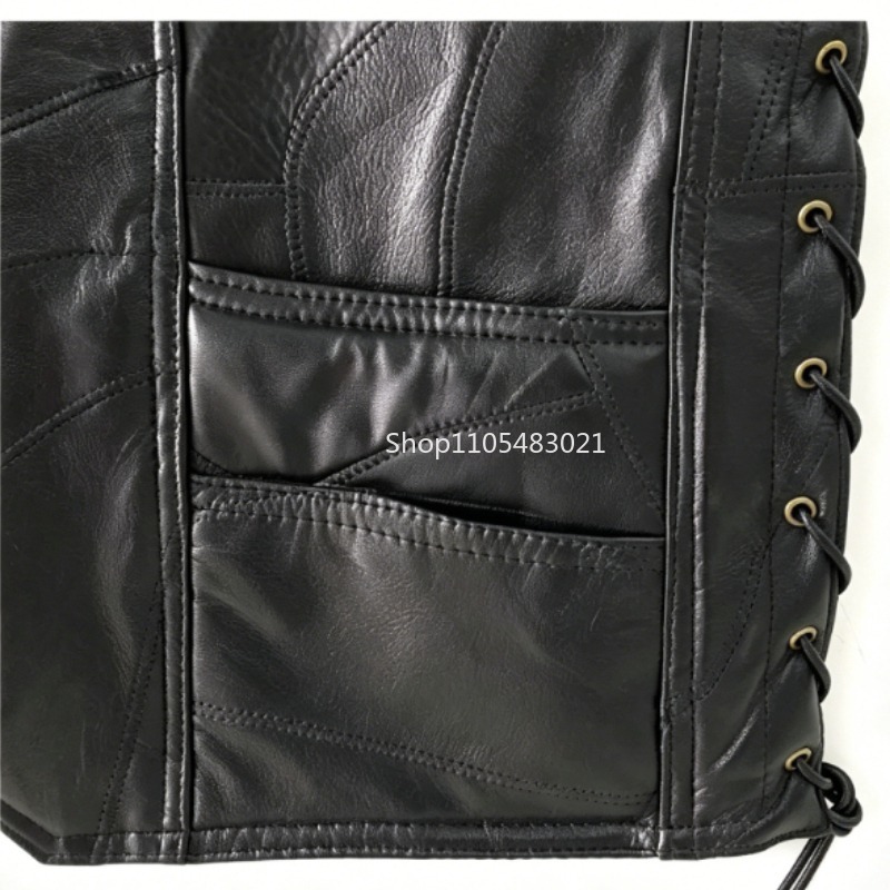Gilet de motard en cuir noir p - Motorcycle Gear Jacket avis et prix