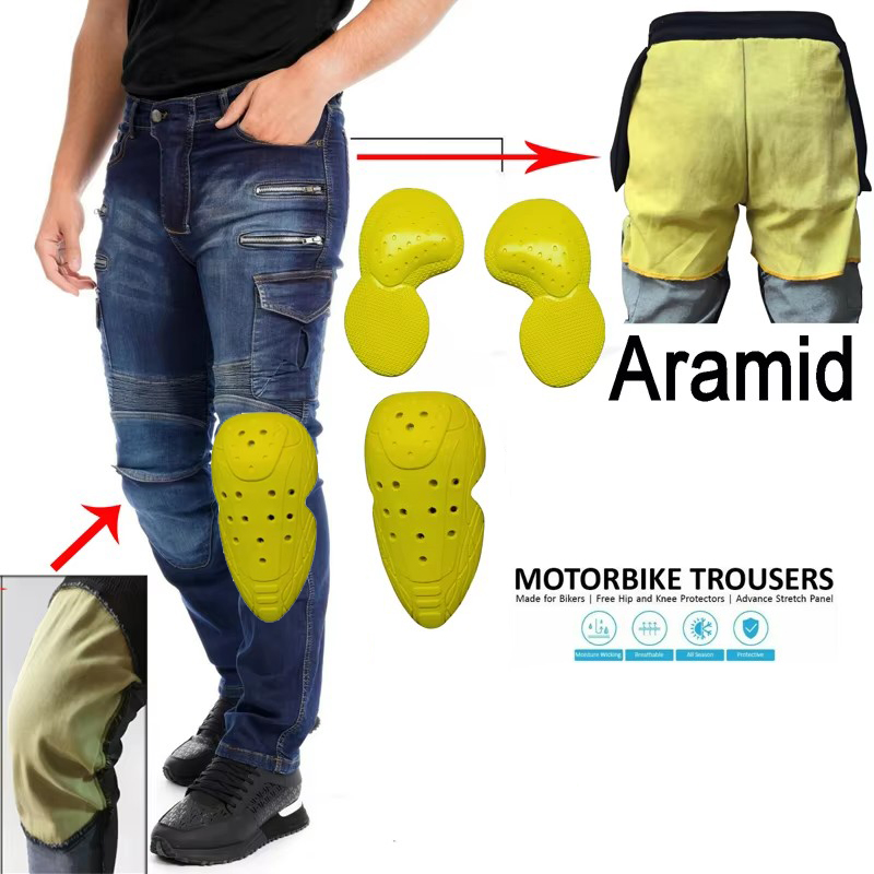 Pantalon de moto en aramide po - Motorcycle Gear Blue avis et prix