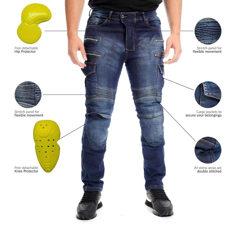 Pantalon de moto en aramide po - Motorcycle Gear Blue avis et prix
